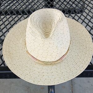 World Market Cream Woven Hat